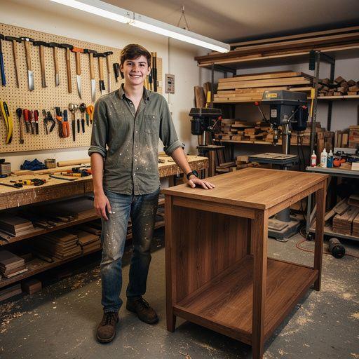 Asztalos munka bemutatása, különböző technikák alkalmazásával.